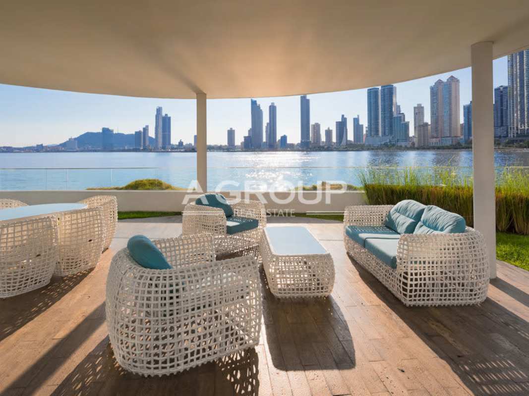 Covered terrace offering panoramic ocean and city views Punta Paitilla Panama