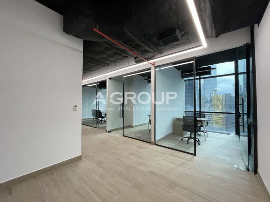 Glass-partition open-plan workspace with natural light Tower Financial Center Calle 50 Panama City