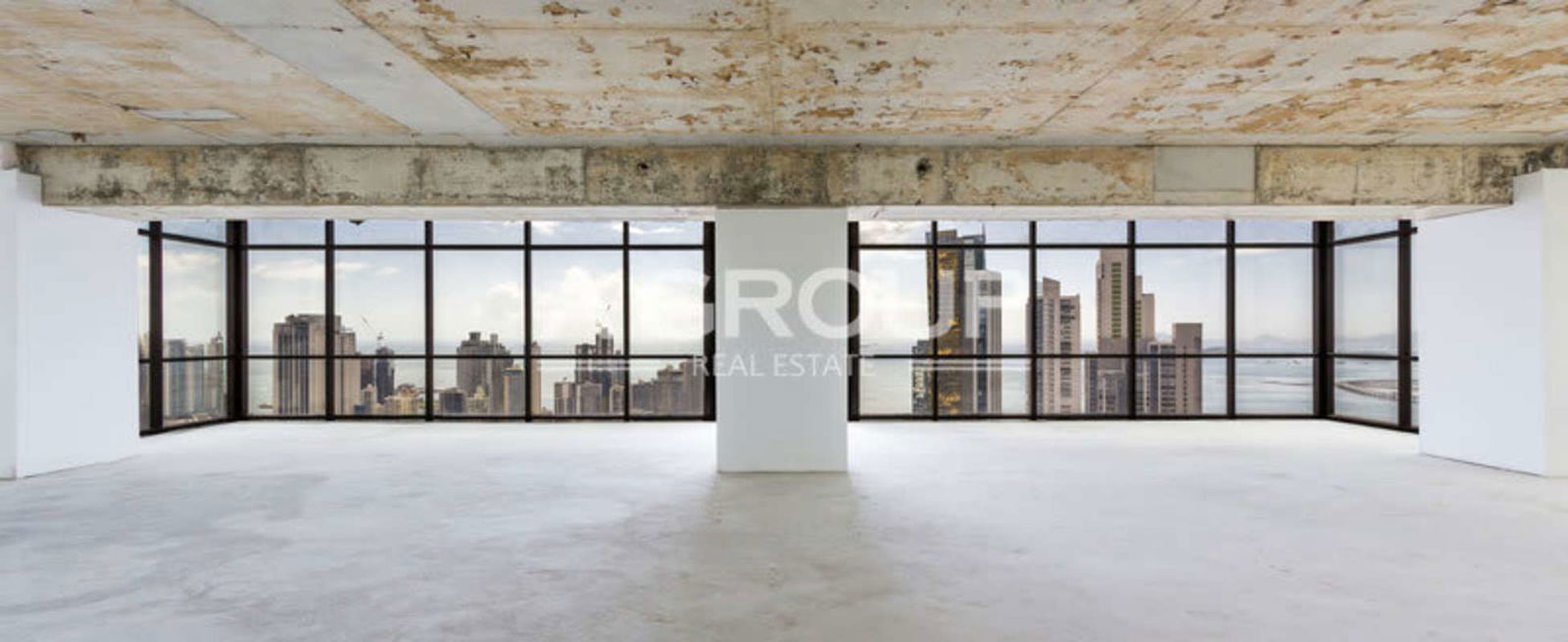 Aerial view of skyscrapers including Tower Financial Center along Calle 50 Panama City