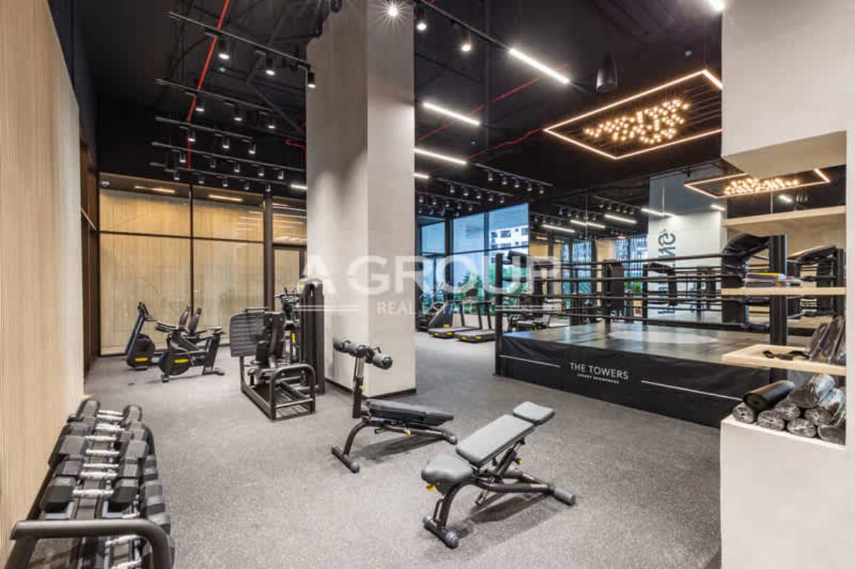 Contemporary gym including boxing ring, weight equipment in The Towers Punta Paitilla