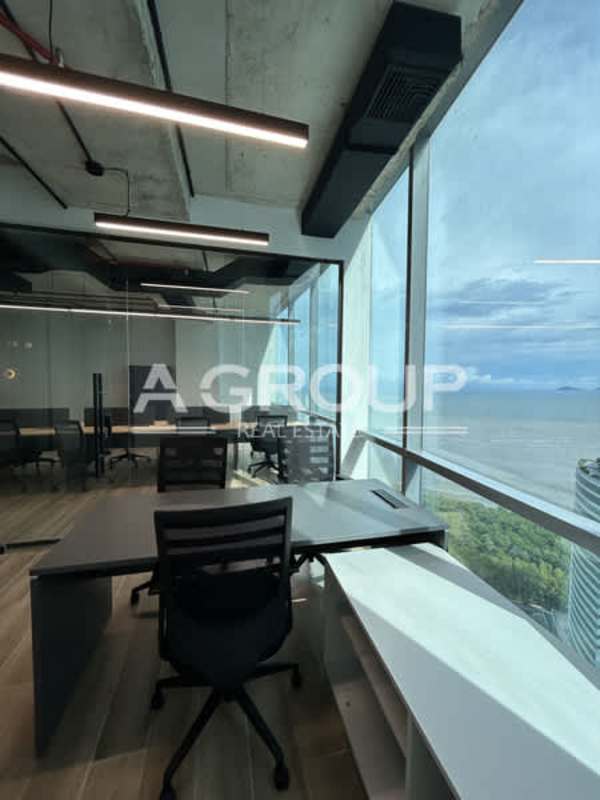 Open plan workstations with panoramic ocean views Financial Park Costa del Este Panama