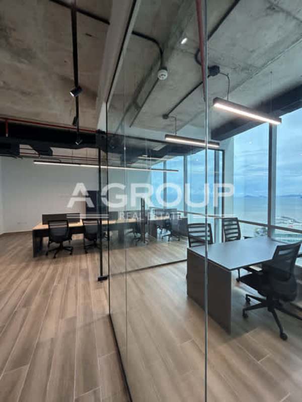 Modern meeting room with glass partitions in corporate tower Costa del Este Panama City