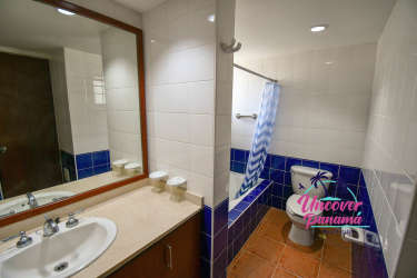 Bright bedroom with garden views in townhouse at Costa Blanca Golf & Villas near Farallón Beach Panama