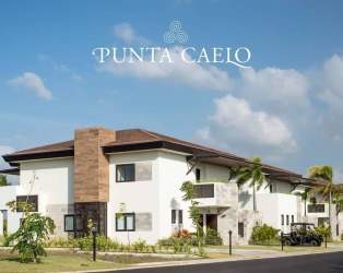 Modern beachfront villa with balconies and stone accents at Punta Caelo Panama
