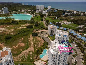 Largest saltwater pool in Central America at Playa Blanca Resort with tropical landscaping