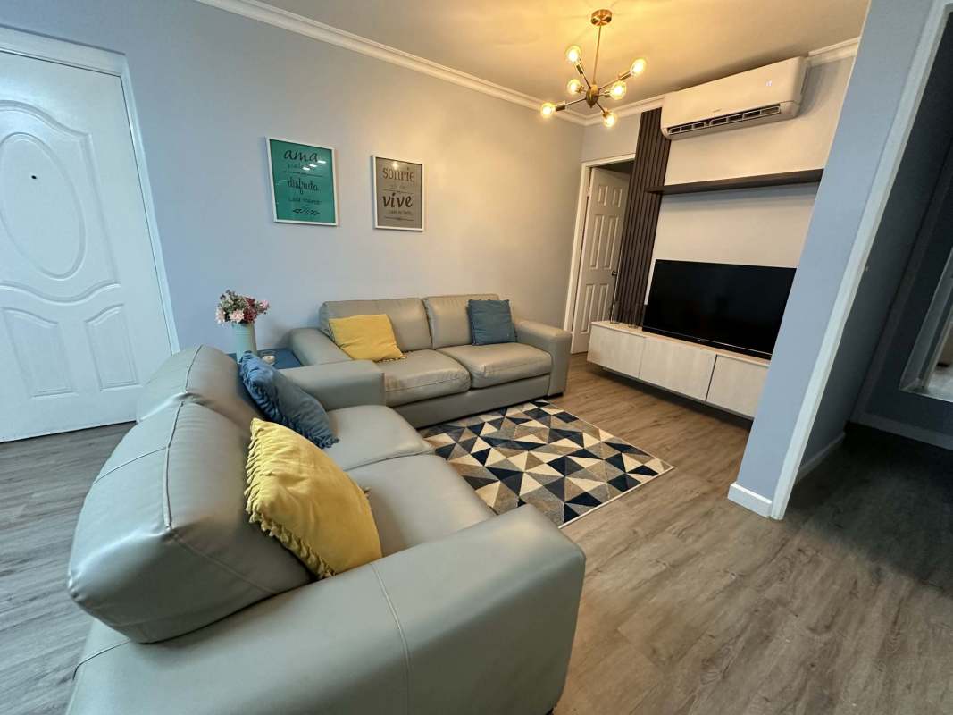 Modern bathroom with glass shower, elegant tiling at PH Bella Vista Place Panama City