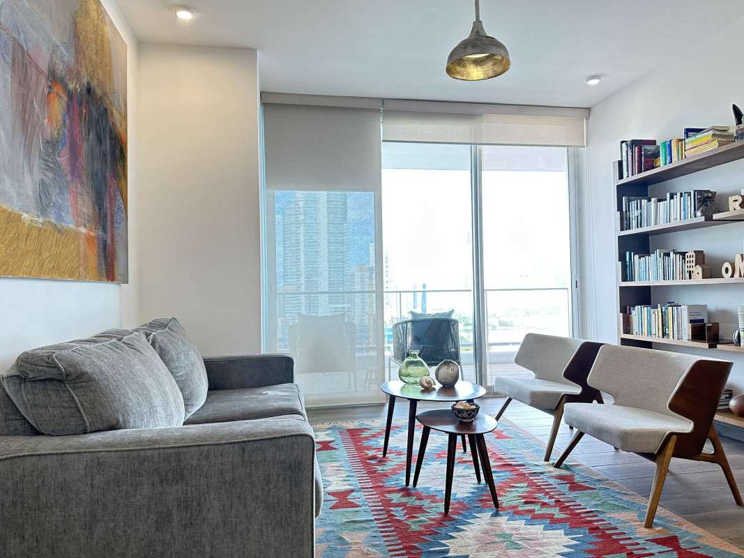 Modern gourmet kitchen with granite countertops and stainless appliances in Destiny Tower Panama