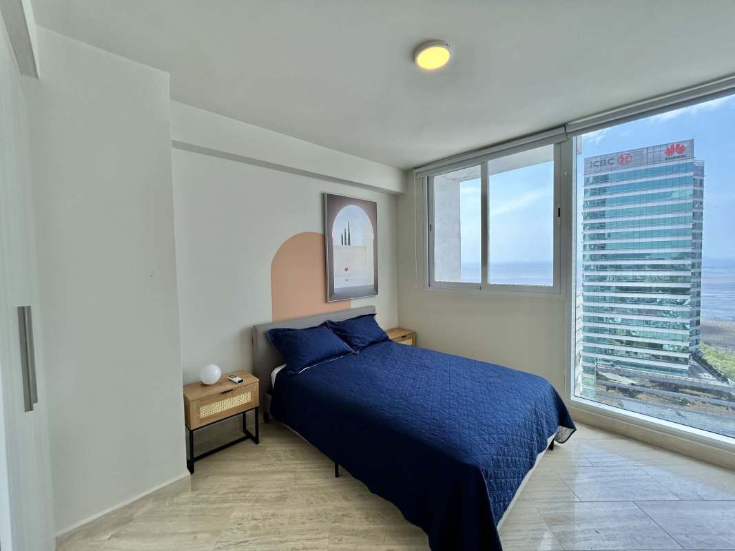 Modern dining room with sea views furnished at The Regent Costa del Este Panama