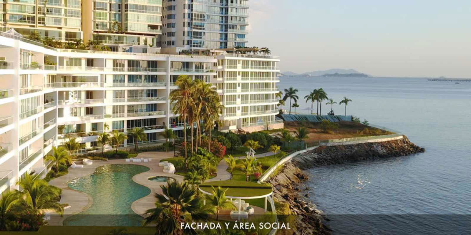 Luxury tower with waterfront views and poolside leisure areas at PH Miradores Punta Paitilla Panama