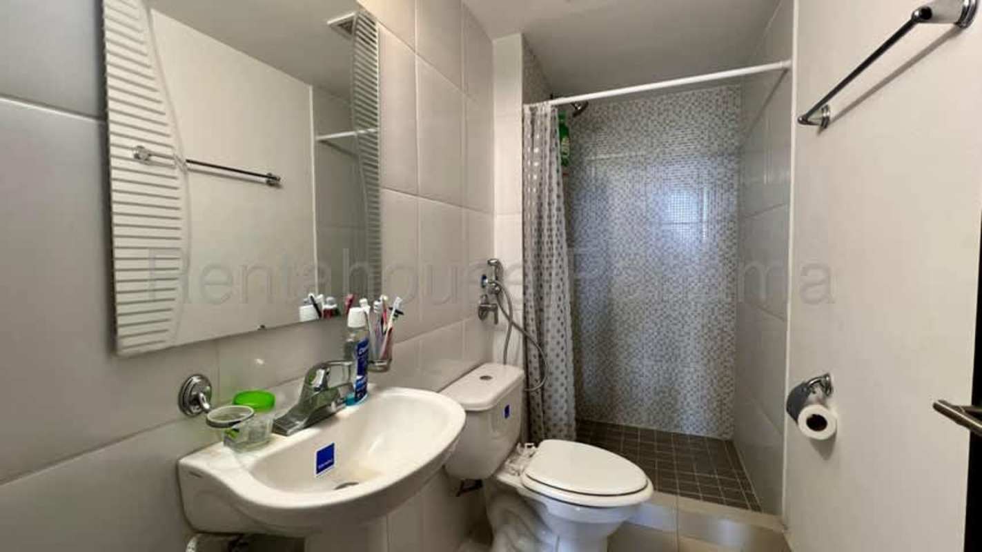 Bright open concept living-dining with AC ready, balcony access in PH Torres de Montserrat Panama City