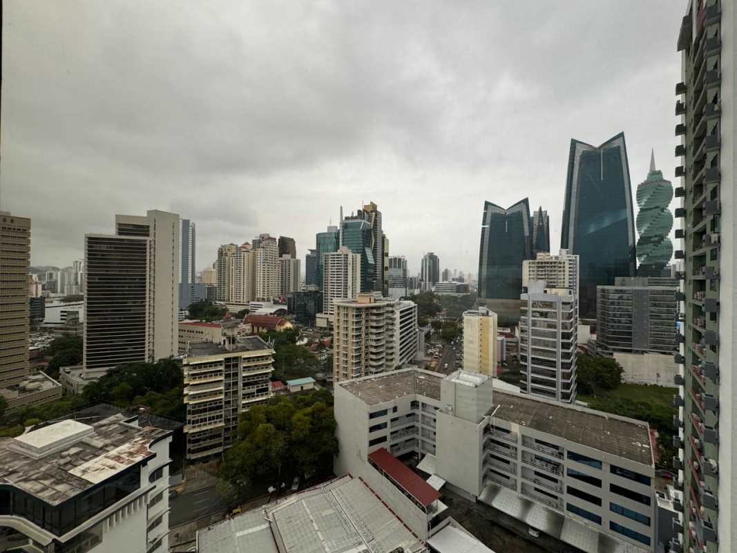 Panoramic city skyline view of downtown Panama from PH Obarrio Business Tower office