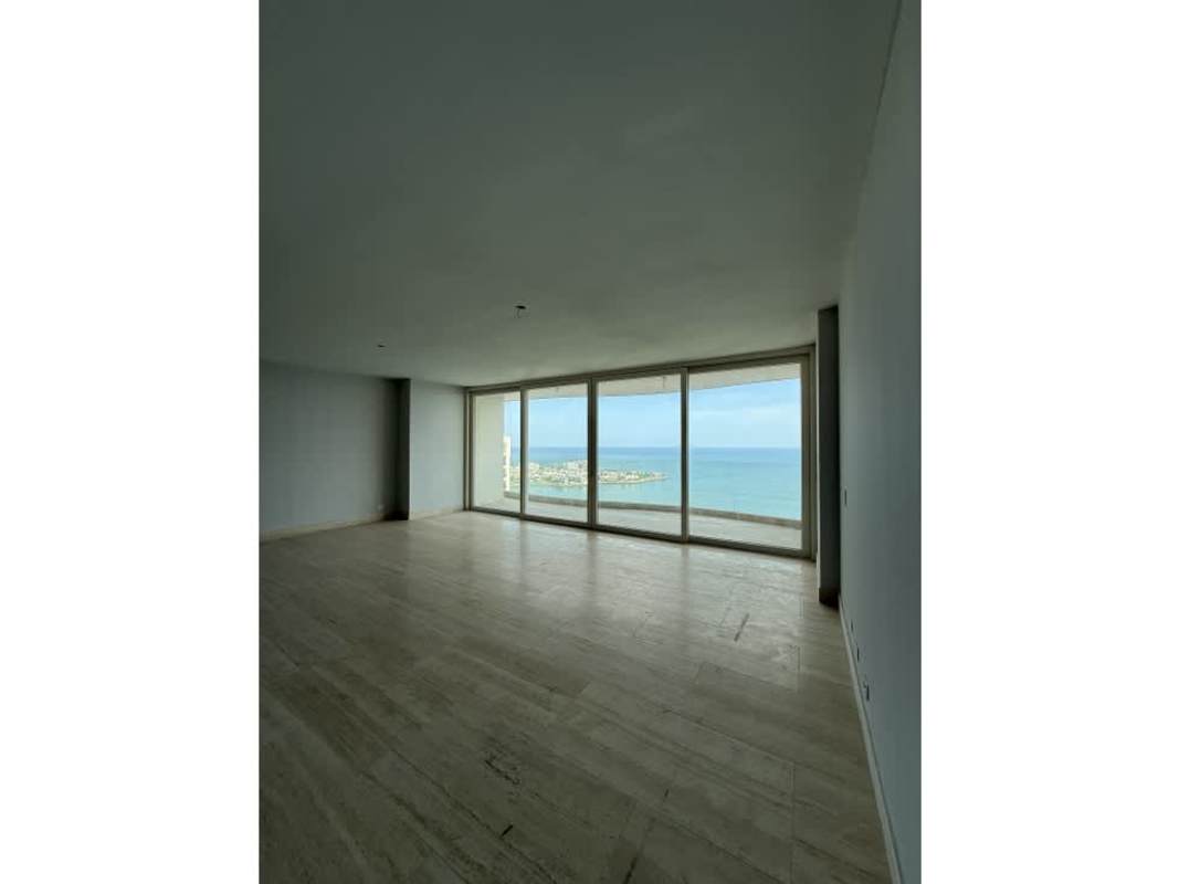 Large kitchen with island, marble countertop, contemporary cabinetry in PH The Towers Punta Paitilla Panama