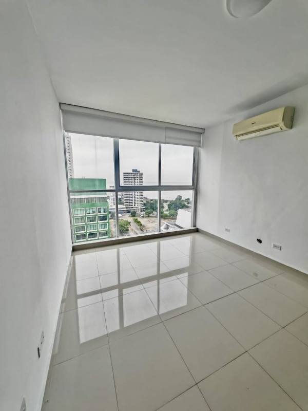 Modern bedroom with floor-to-ceiling windows ocean city views in PH Serenity Panama