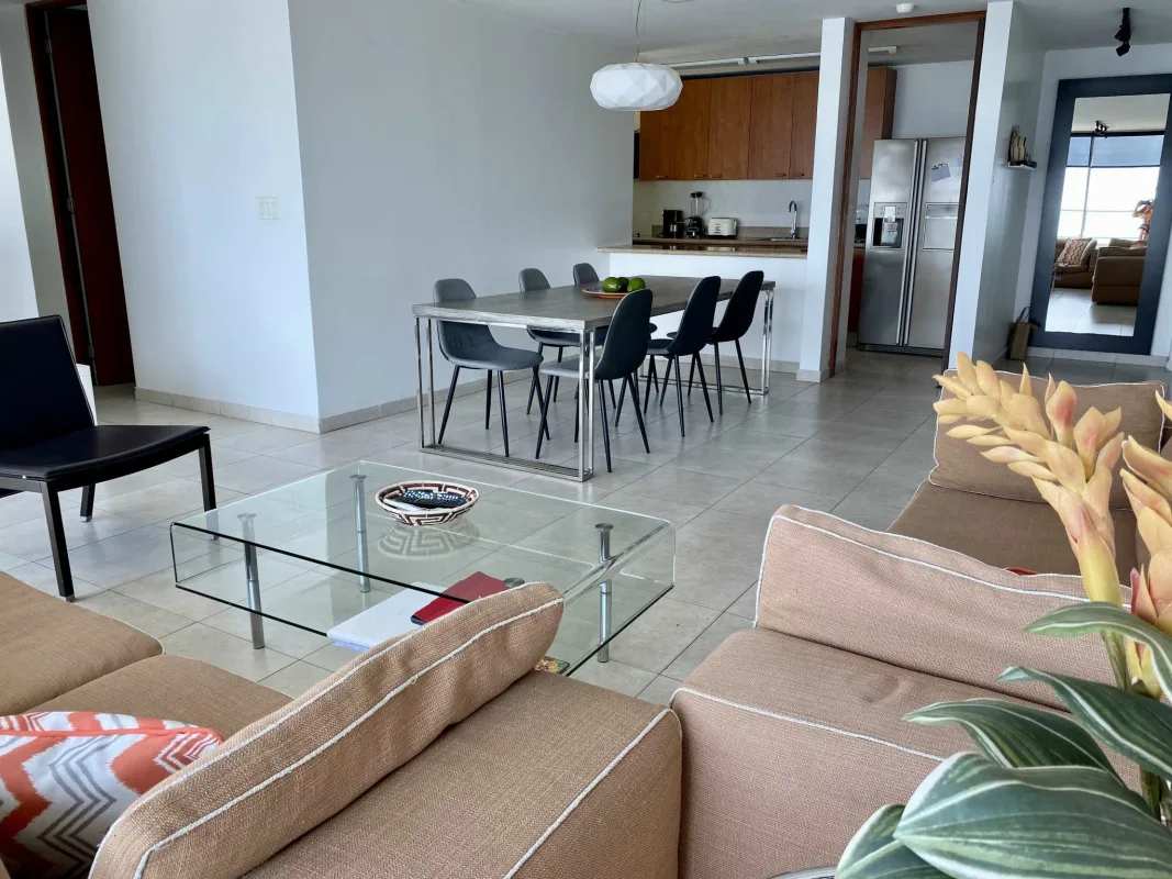 Oceanfront balcony panoramic view of the Pacific Ocean and city skyline from PH Terrawind San Francisco Panama