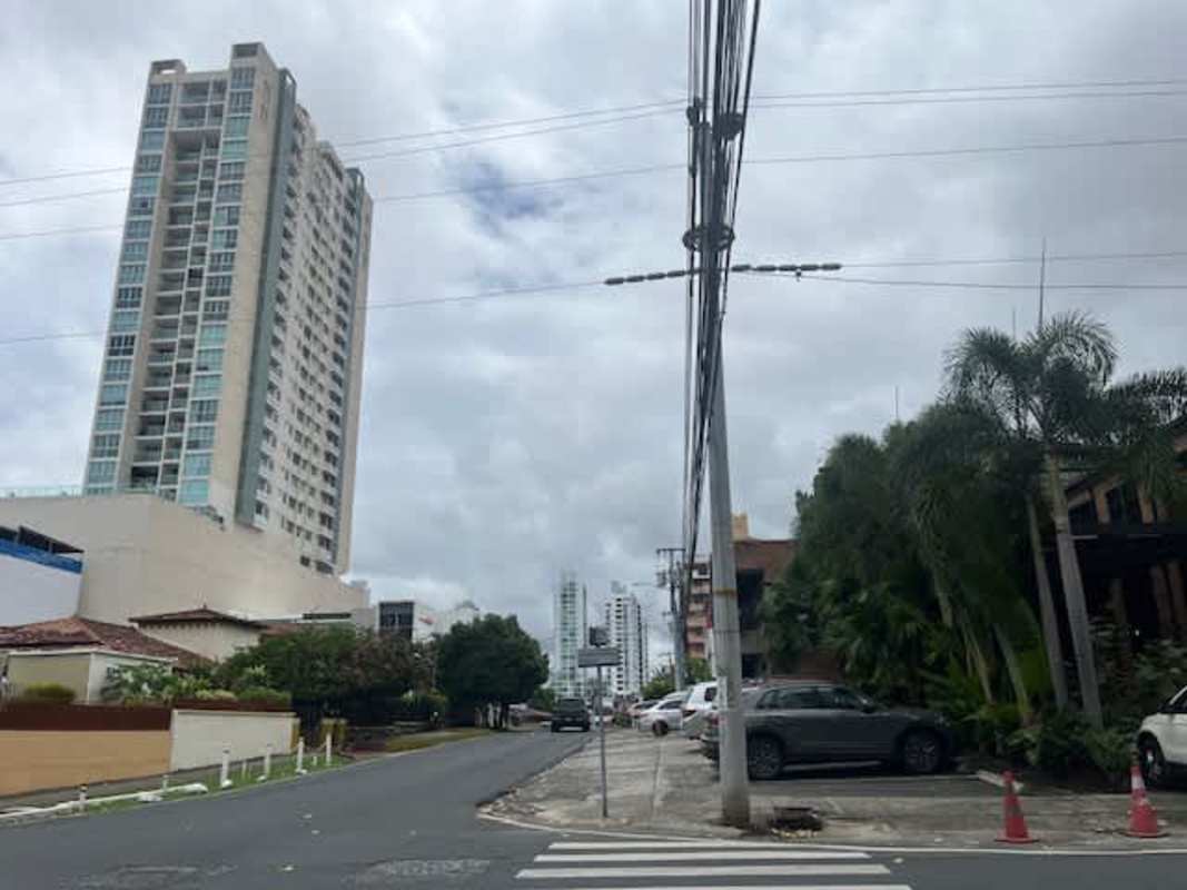 Street view with high-rise buildings near single family home San Francisco Panama
