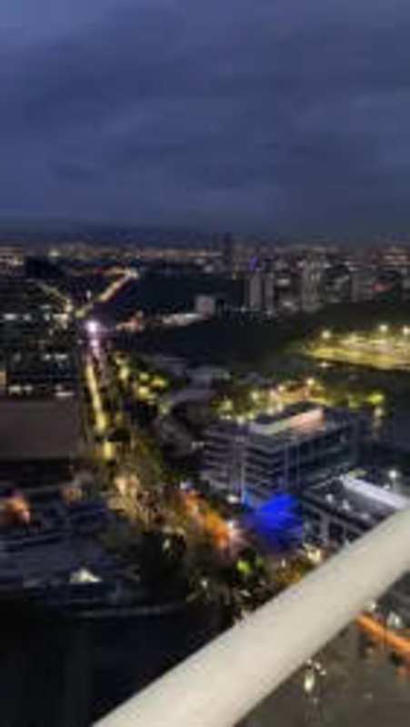 Impressive nighttime city skyline from balcony Costa del Este Panama City