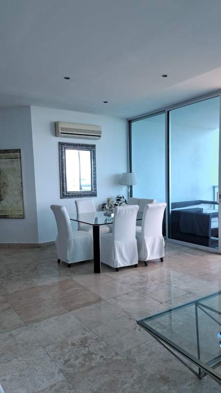 Spacious furnished bedroom with ocean view balcony Sky Tower Avenida Balboa Panama
