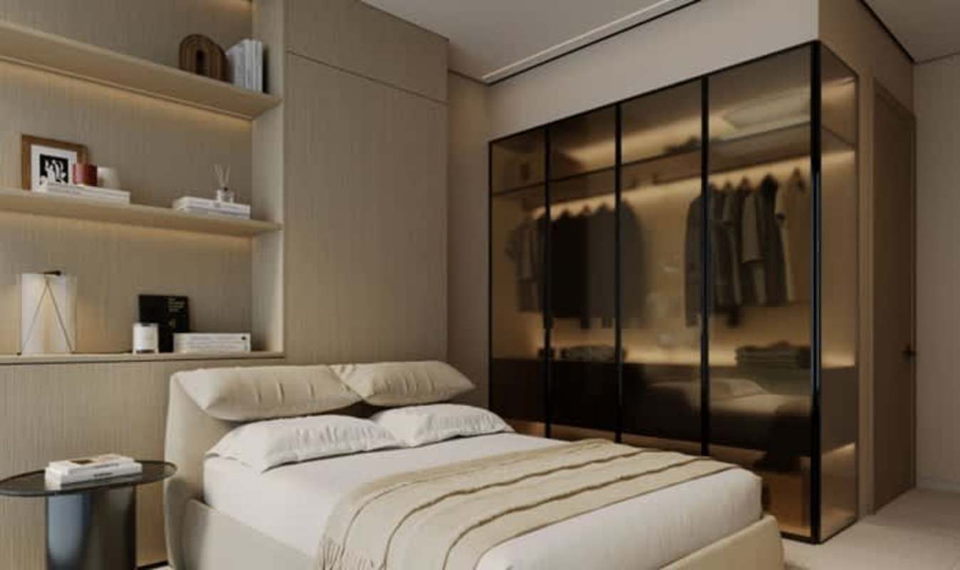 Indoor relaxation spa area with indoor pool and lounge seating in PH MOVA tower, Obarrio Panama City