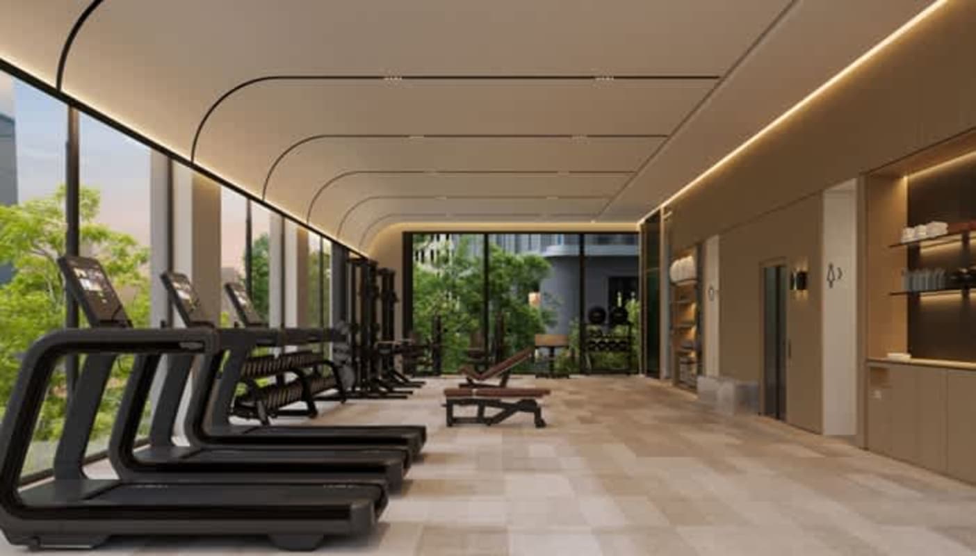 Modern rooftop infinity pool and lounge deck overlooking downtown Obarrio in PH MOVA tower Panama City