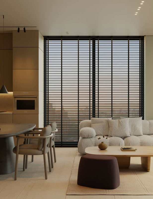 Modern bedroom apartment with floor-to-ceiling windows overlooking Panama City PH Mova