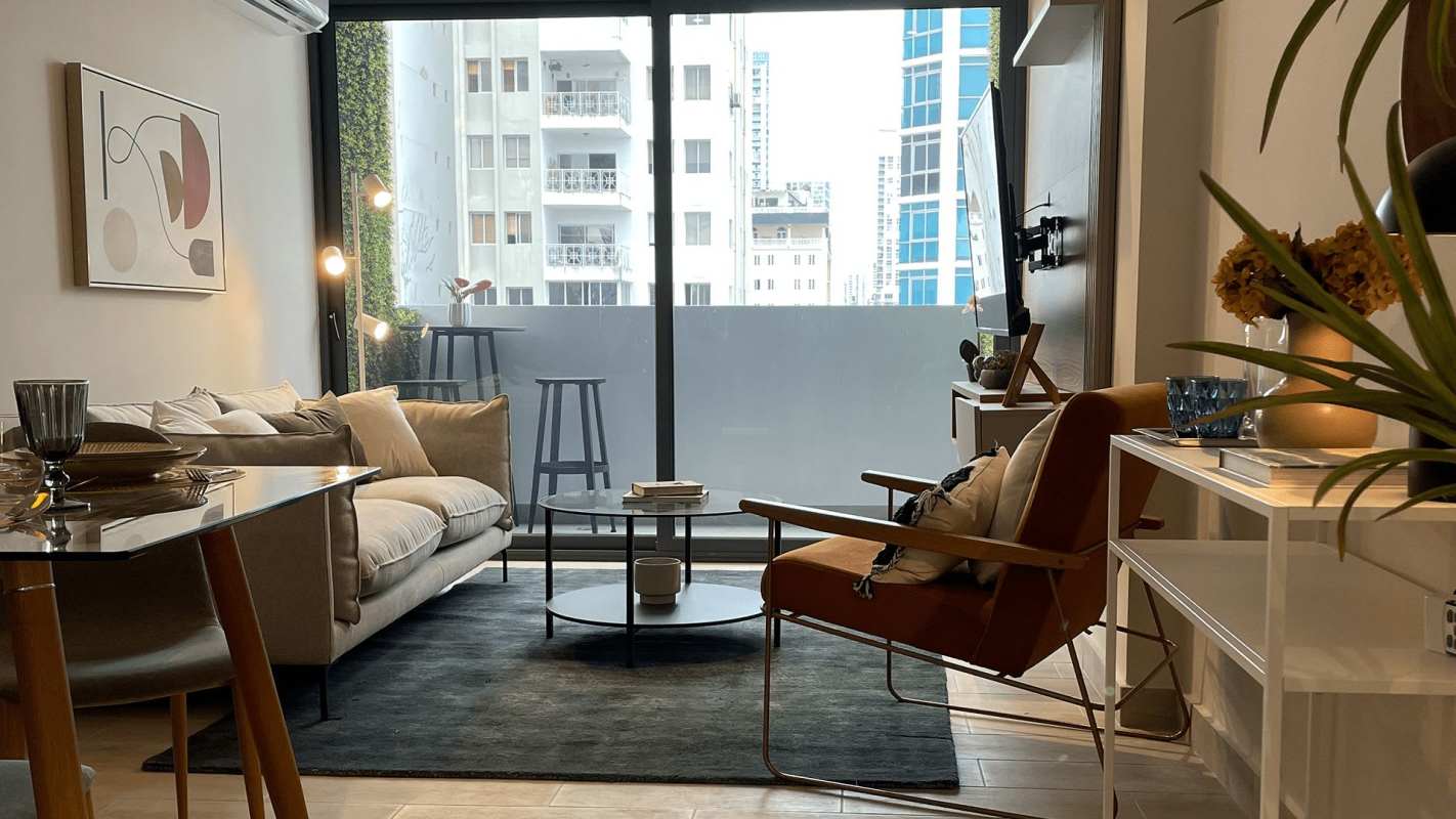 Contemporary living dining open kitchen area in PH Sky 66 San Francisco Panama