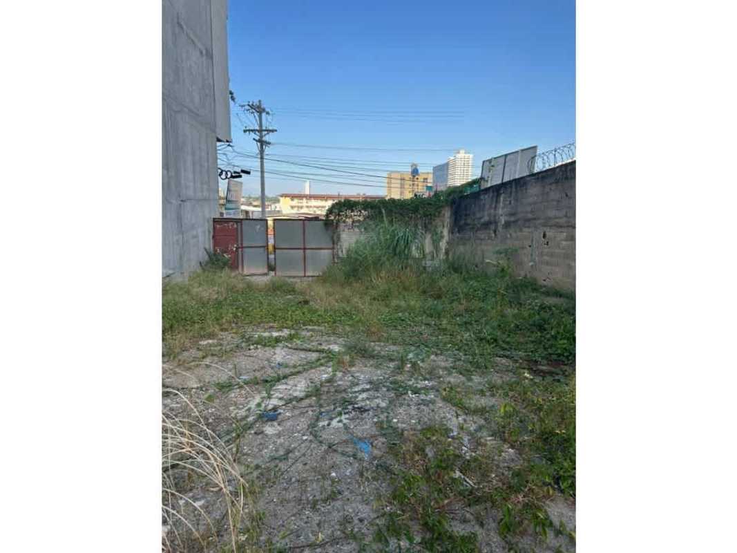 Concrete boundary wall enclosing green vacant lot in Río Abajo, industrial Panama zone