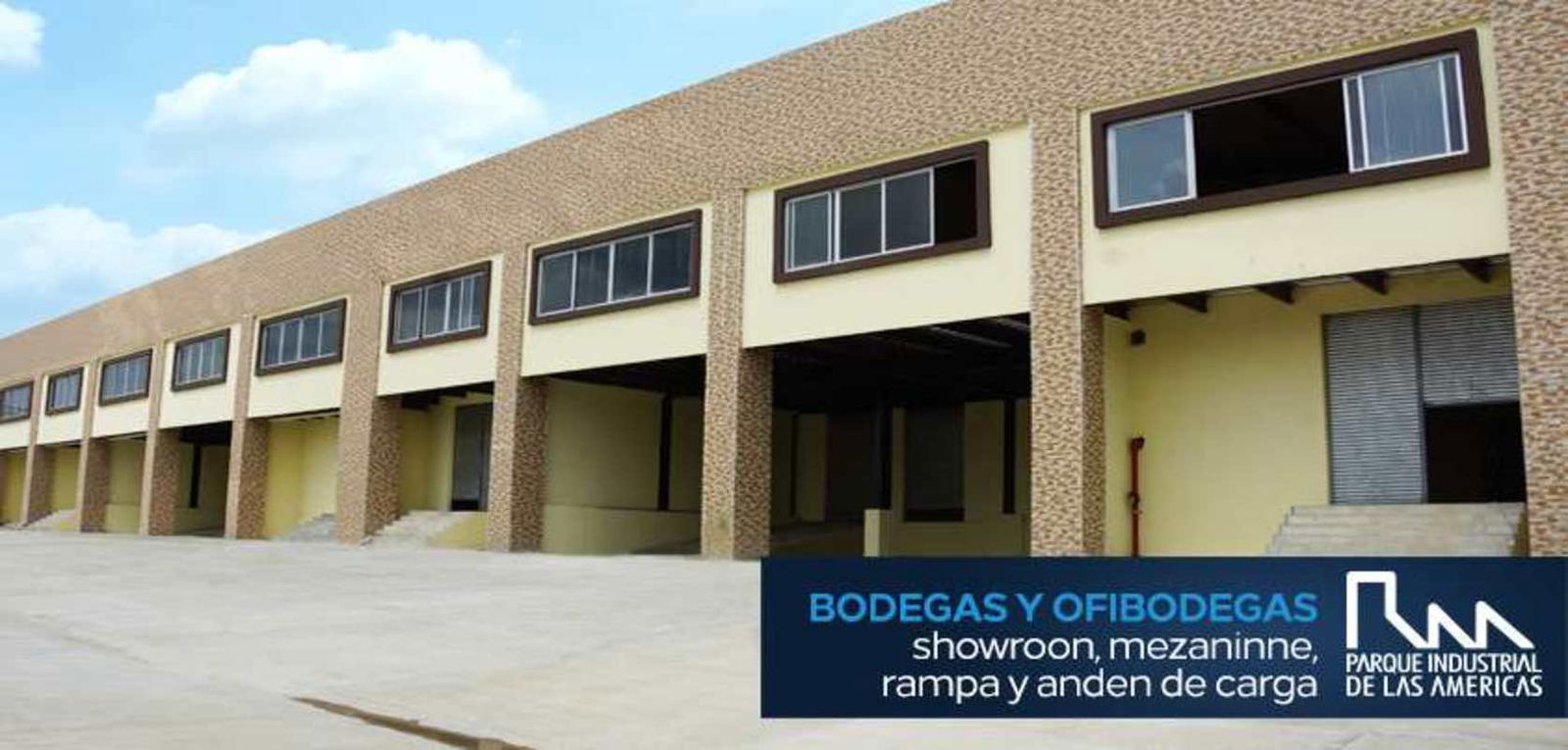 Multiple roller shutter cargo doors and wide driveway in Parque Industrial Las Americas Panama