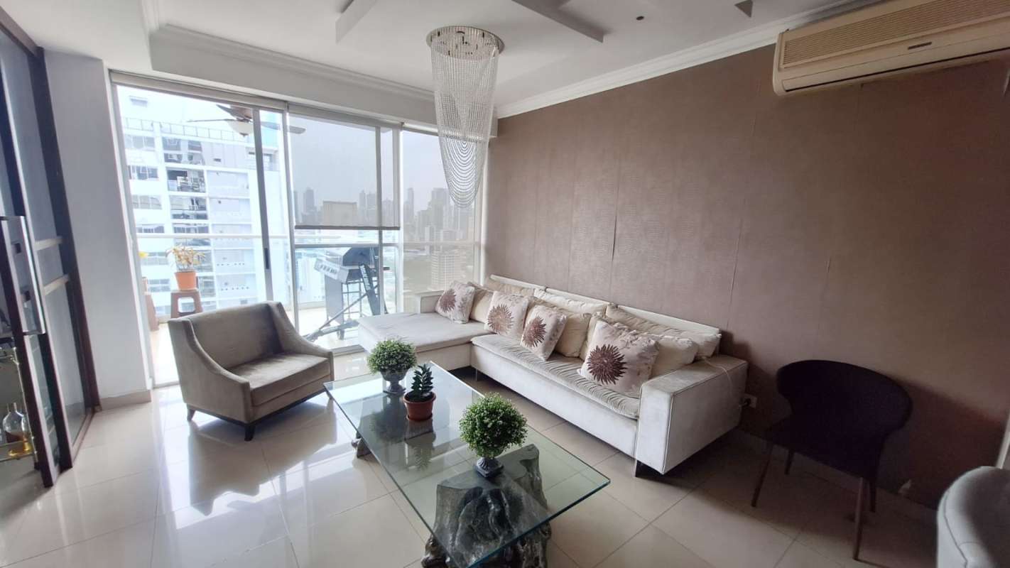 Modern minimalist bathroom with tile floors and granite counter in PH Window Tower Panama