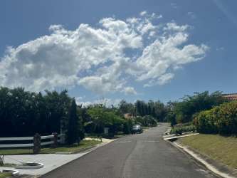 Residential street with greenery inside Hacienda Pacifica near beaches of San Carlos Panama