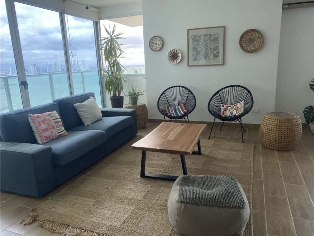 Large balcony with ocean views and outdoor seating Oasis on the Bay Panama