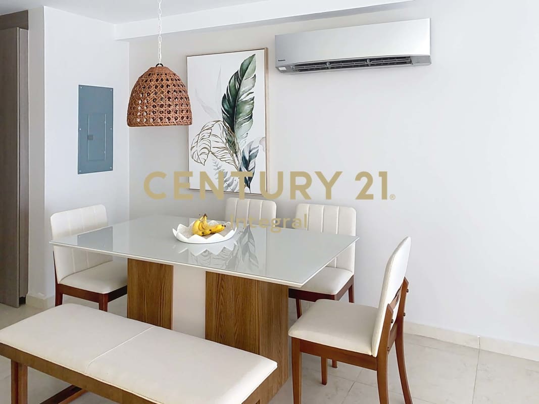 Comfortable bedroom with large window and sea view PH Lumiere Costa del Este