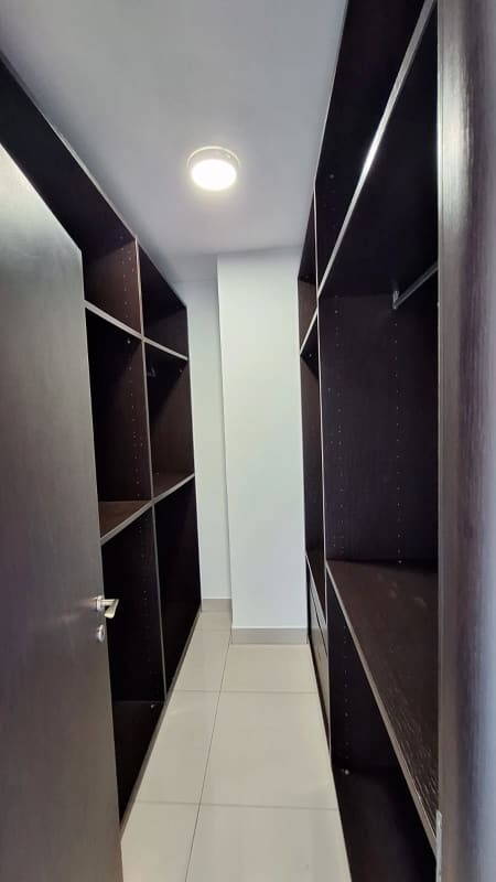 Bright master bedroom with ocean views, porcelain tile floors, PH LaCosta Costa del Este apartment