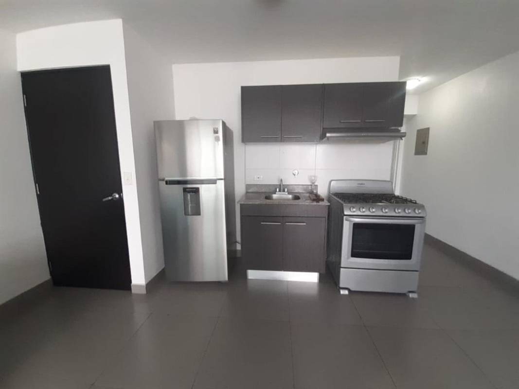 Modern kitchen with stainless appliances gray cabinets PH BICSA Tower Panama