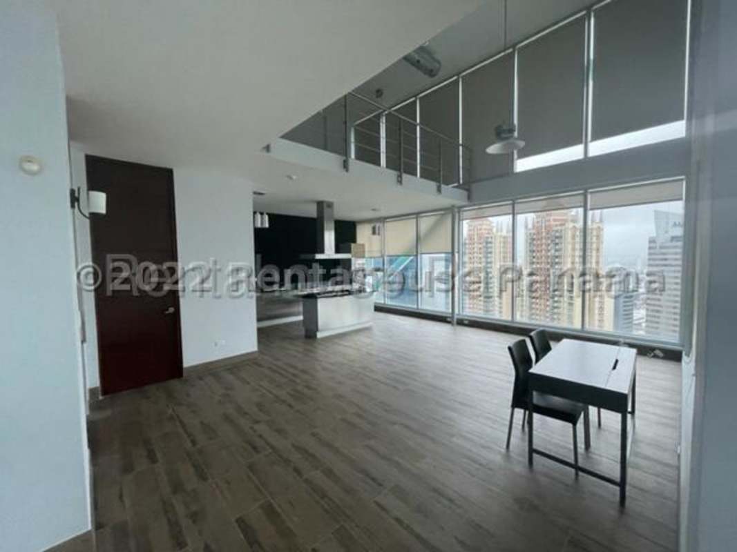 Modern kitchen with stainless appliances, large island, ocean and city views PH Loft SR Punta Pacifica Panama