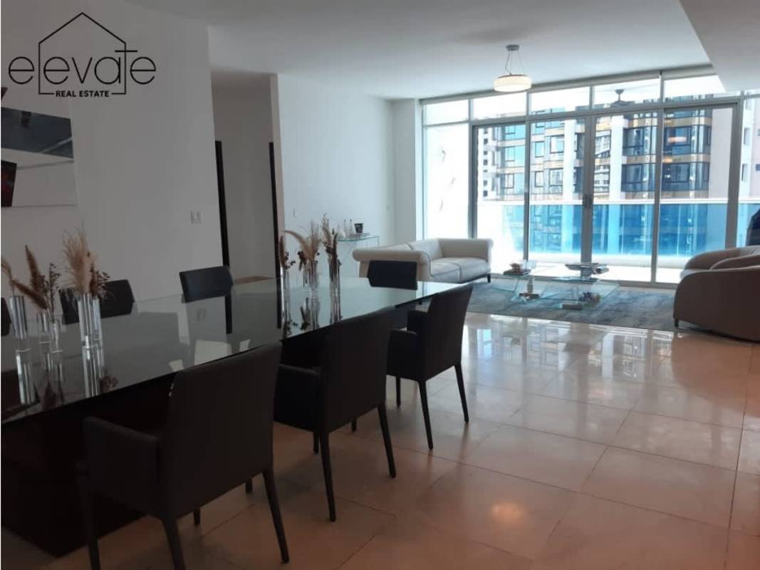 Modern living room panoramic windows in PH Aventura Tower Punta Paitilla Panama City
