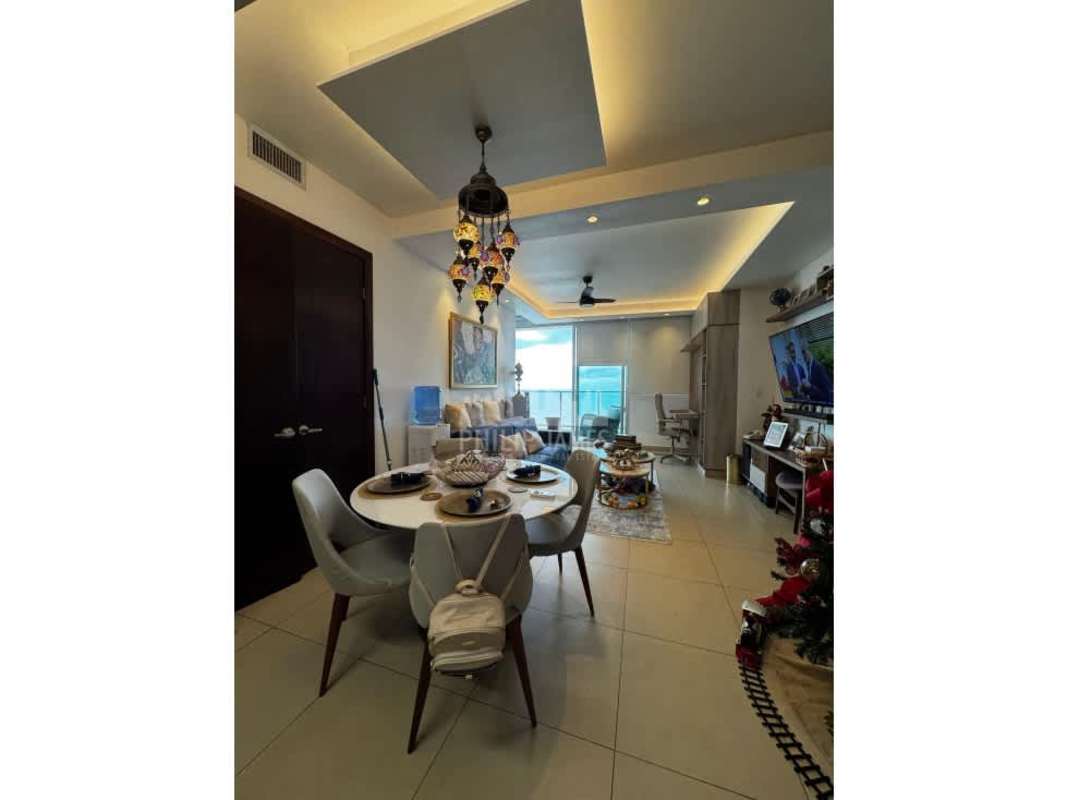 Kitchen with quartz counters and modern appliances PH Oceanaire luxury Punta Pacifica Panama apartment