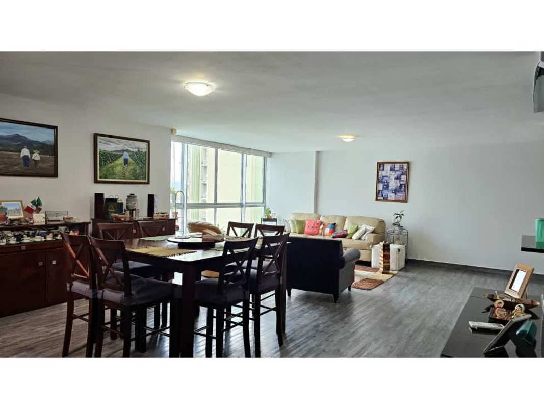 Private terrace with panoramic ocean and skyline views in PH Costa View penthouse Panama City