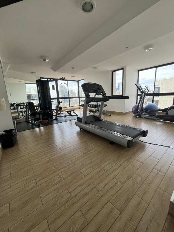 Rooftop swimming pool overlooking Panama City skyscrapers San Francisco Bay Tower