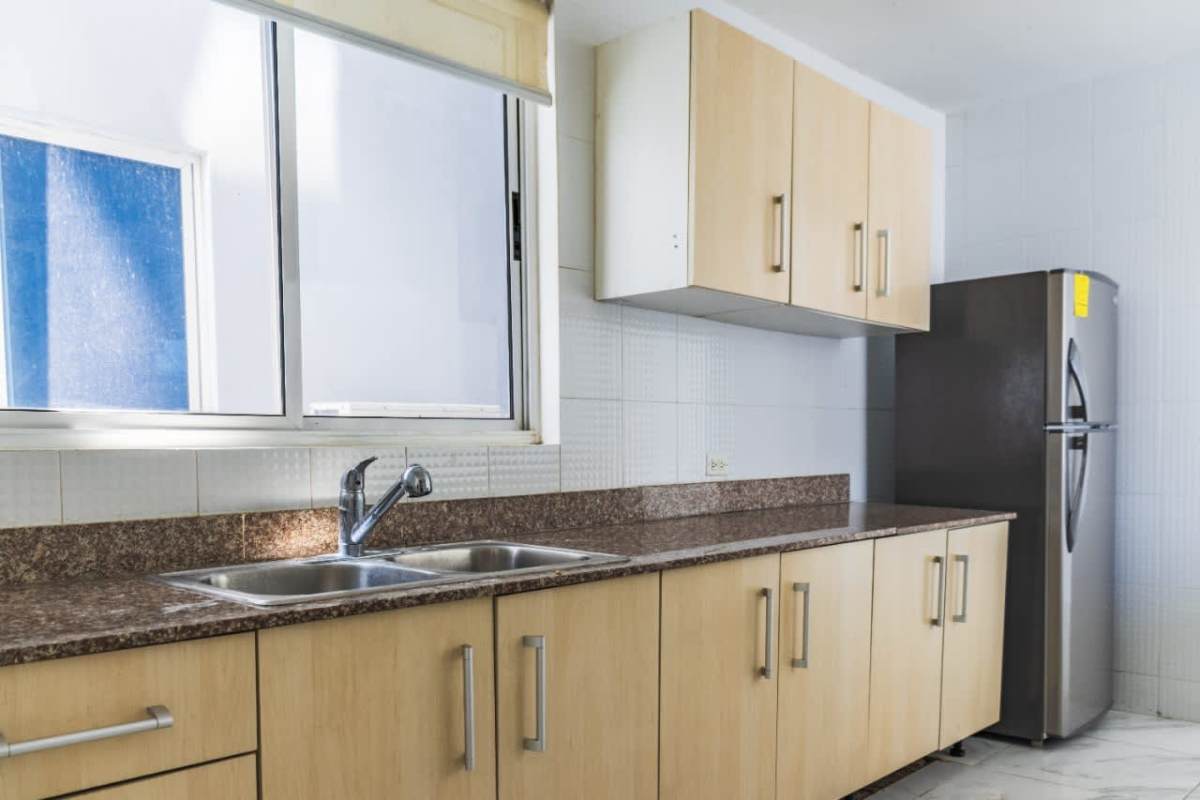 Balcony view overlooking Panama City skyline from PH Blue Park apartment Bella Vista Panama