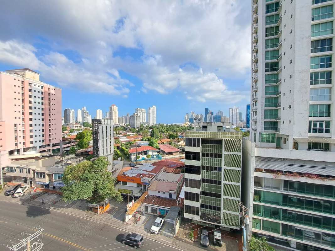 Empty bedroom with windows and ceiling fan tiled floor PH Sunset Place Panama City