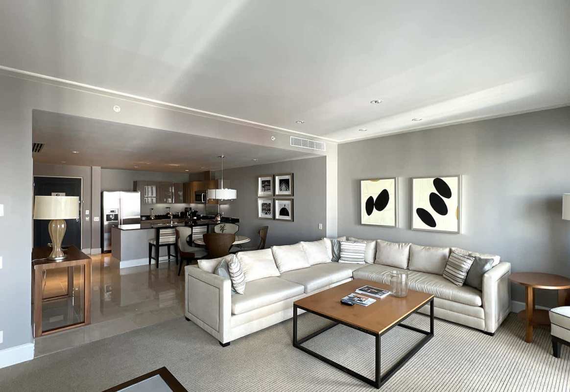 Open living room with neutral decor luxury hotel residence Bristol Panama