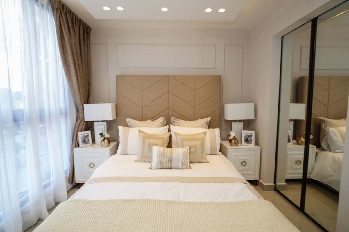 Bright bedroom with large window and closet, Portofino Towers near El Dorado Panama