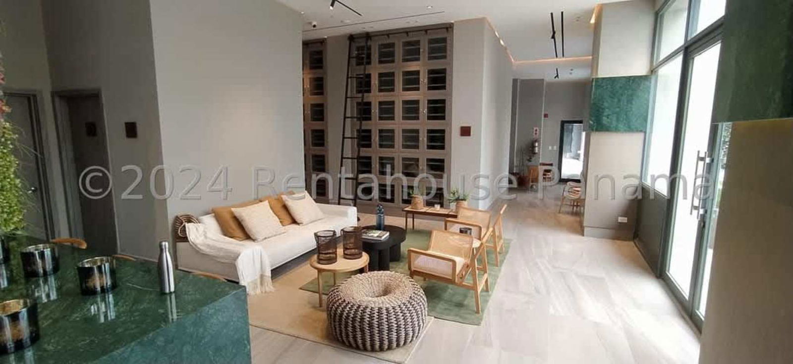 Modern kitchen with white counters and appliances PH Ocean House Rental Panama