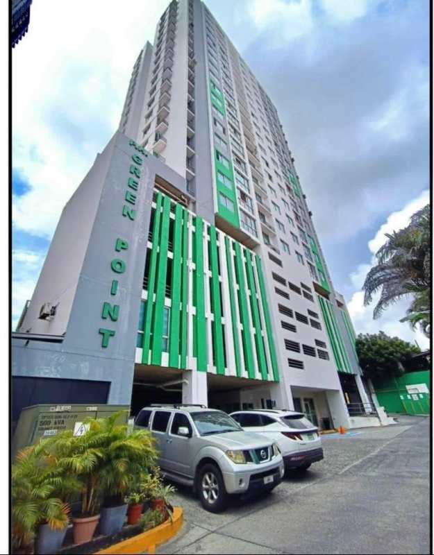 Entrance of PH Green Point condominium tower in Carrasquilla Panama City