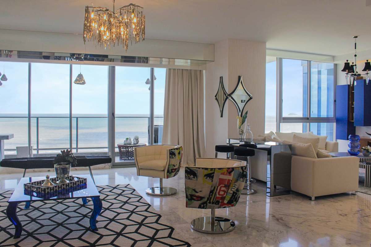 Spacious modern living area with ocean views in PH Ocean House Santa Maria Panama
