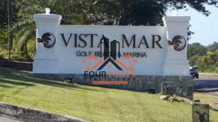 Entrance sign for Vista Mar Golf Beach Marina luxury community in San Carlos Panama