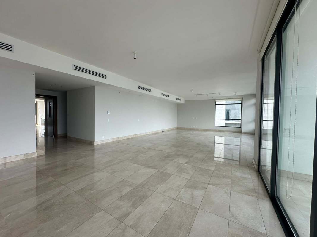 Spacious bright living area marble floors PH Albatross Santa Maria luxury apartment Panama City