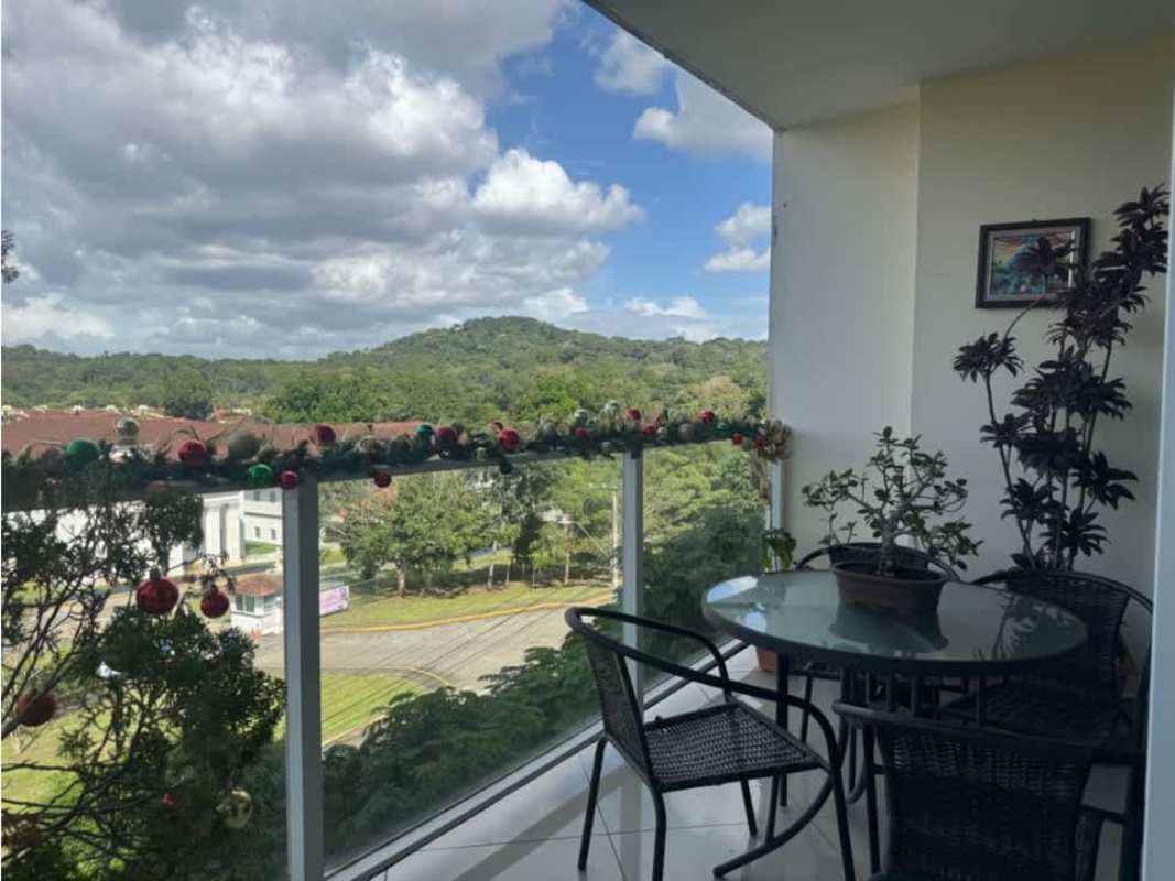 Modern dining room with large windows, air conditioner, festive decor PH Pine Hills Albrook apartment for sale