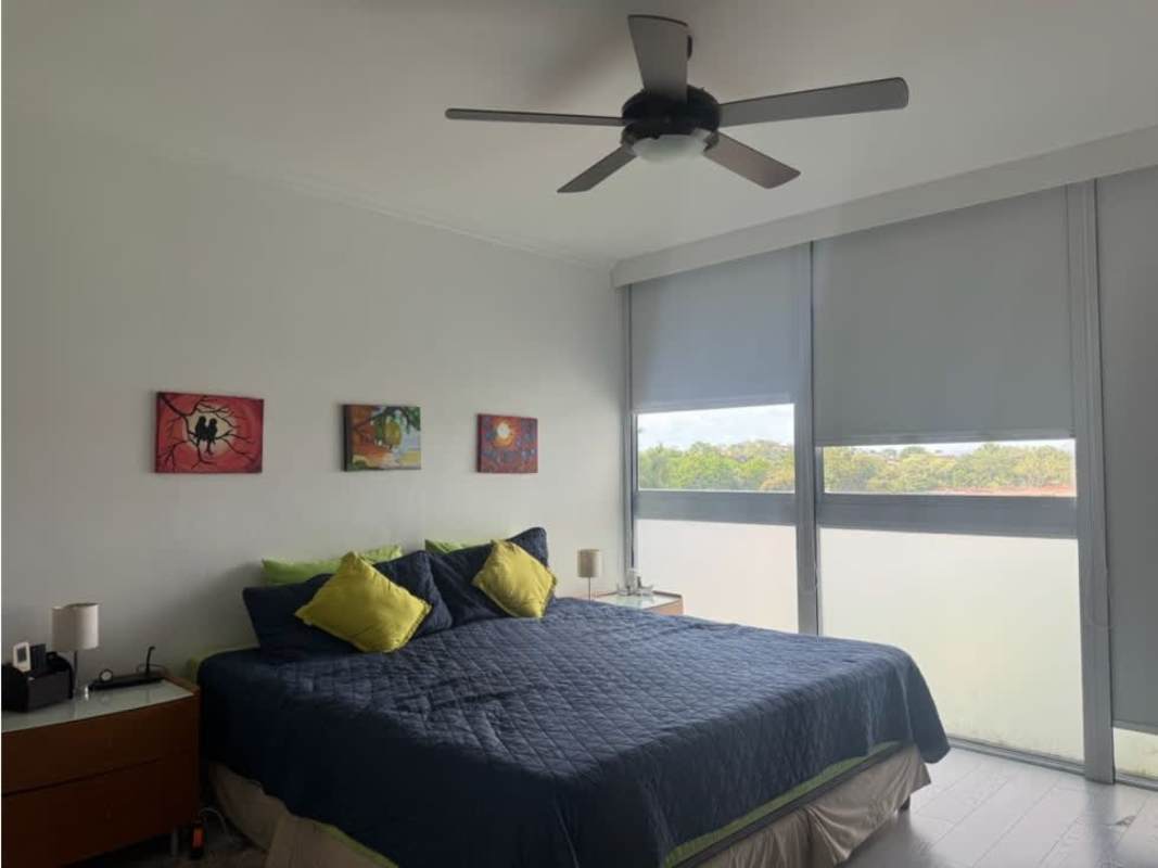 Bright bedroom with large windows, ceiling fan modern furnishings PH Pine Hills Albrook Clayton apartment sale