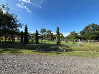 Entrance with metal fencing, gravel driveway, gazebo structure, green lawn Hacienda La Florenciana San Carlos